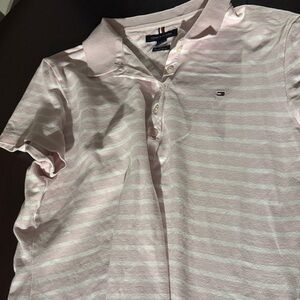 Tommy Hilfiger Light Pink and White Polo Shirt